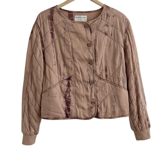 Marrakech Anthropologie Soft Quilted Tie Dye Bomber Moto Jacket NWT (M) - Picture 7 of 15